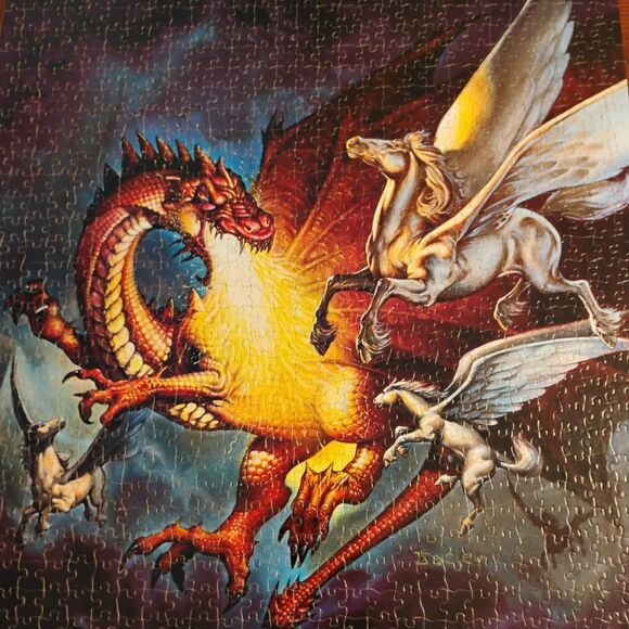 Dragon Attack 1984 Jigsaw Puzzle Advanced Dungeons & Dragons 1000 pc COMPLETE - Picture 3 of 8